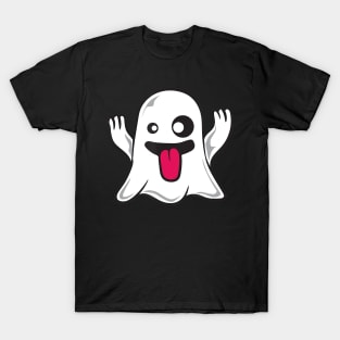 Funny ghoul face halloween ghost emojis easy quick T-Shirt